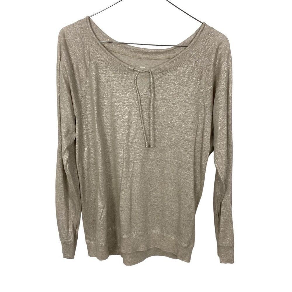 J Crew Champagne Metallic Linen Top
